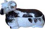 Russland Antique Russian Kuznetsov Porcelain Ram Butter Dish Figural Box -