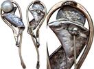 Israel Vintage Avi Soffer Israel 925 Sterling Silver Pearl Modernist Brooch Pin 9cm -