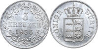 Deutschland 3 kreuzer Württemberg 3 Kreuzer 1856 Wilhelm I. 1816-1864. Stempelglanz -