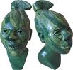 Vintage Signed Shona Sculpture Green Verdite Stone Bust African Woman Head 4.5 -