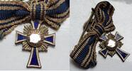 Deutschland 1938 3. Reich Orden 1939-45 Mutterkreuz Miniature in Silber mit Band ** guter Zustand
