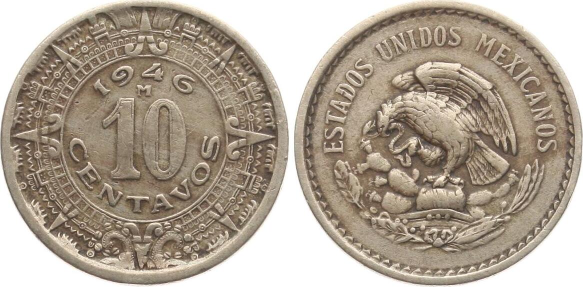 Mexiko 10 Centavos 1946 Republik VF MA Shops