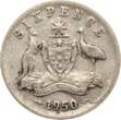 Australien Sixpence 1950 Georg VI: VF-