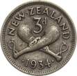 Neuseeland Threepence 1934 Georg V. VF