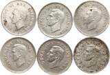 Südafrika ab 1938 Georg VI. Lot von 6 x 3 Pence VF