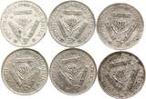 Südafrika ab 1938 Georg VI. Lot von 6 x 3 Pence VF