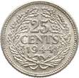 Niederlande 25 Cent 1944 Wilhelmina EF