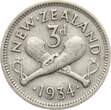 Neuseeland Threepence 1934 Georg V. knapp VF