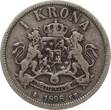 Schweden 1 Krone 1890 Oscar II. f-vf