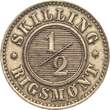 Dänemark 1/2 Skilling rigsmønt 1868 Christian IX. vf-xf