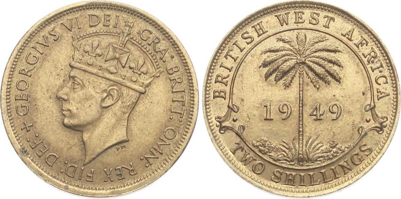 British West Africa 2 Shillings 1949 Georg VI. EF | MA-Shops