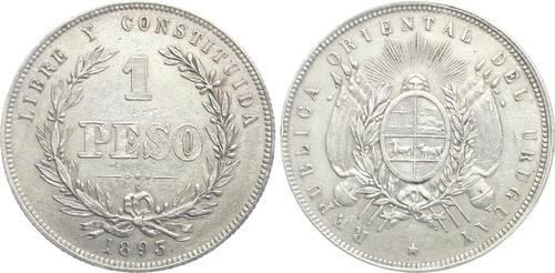 Uruguay 1 Peso 1893 So Republik, selten! EF