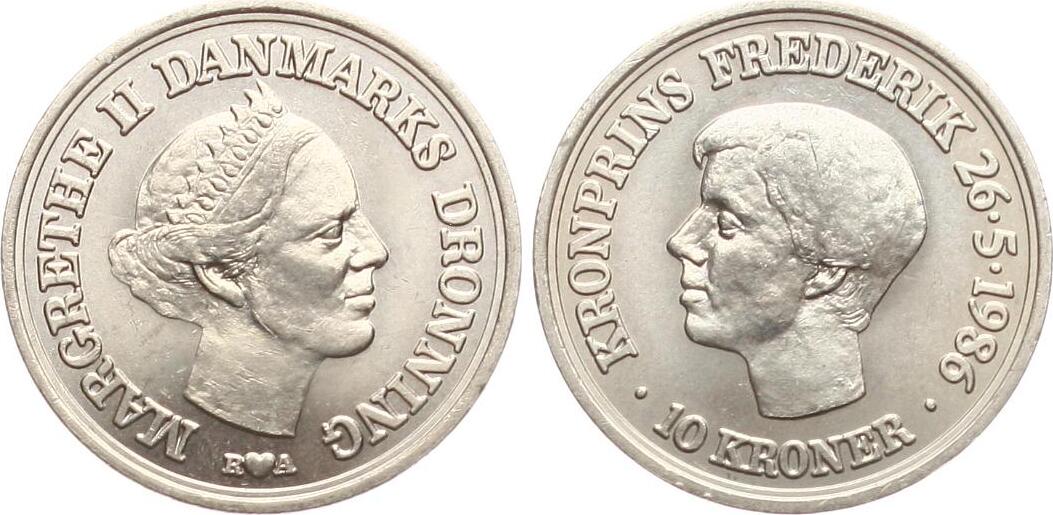 Dänemark 10 Kroner 1986 Margrethe II. unc