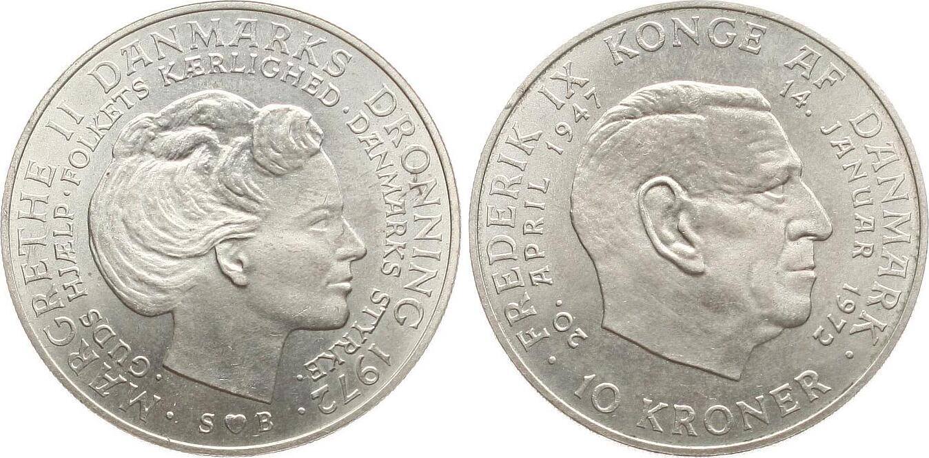 Dänemark 10 Kroner 1972 Margrethe II. unc