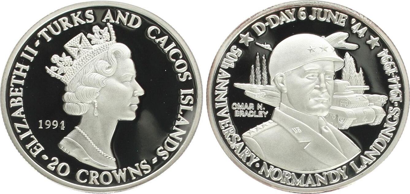 Turks und Caicos 20 Crowns 1994 Elisabeth II. Proof | MA-Shops