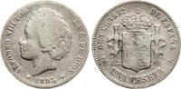 Spanien 1 Peseta 1893 Alfonso XIII., 1886-1941, besseres Jahr! s 37.00 US$  +  23.12 US$ shipping