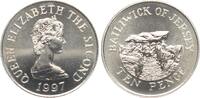 Jersey 10 Pence 1997 Elisabeth II., selten, kleine Auflage! vz 2.31 US$  +  23.12 US$ shipping