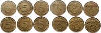 Deutschland, III. Reich 5 Pfennige Lot von 6 Münzen -