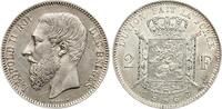 2 Francs 1866 Belgien Leopold II., 1865-1909, prachtvoll erhalten! vz-stgl