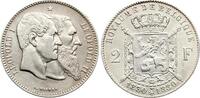 2 Francs 1880 Belgien Leopold II., 1865-1909, prachtvoll erhalten! vz-stgl