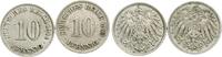 Deutsches Kaiserreich 10 Pfennig Lot von 2 Kursmünzen -