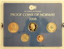 Norwegen ab 50 Øre Harald V., Jahressatz 2008 mit 5 Münzen, selten! -
