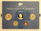Norwegen ab 50 Øre Harald V., Jahressatz 2009 mit 5 Münzen, selten! -