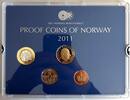 Norwegen ab 50 Øre Harald V., Jahressatz 2009 mit 3 Münzen und 1 Medaille, sehr selten! -