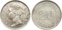 Strait Settlements 20 Cents Victoria 1837-1901, bessere Erhaltung! -