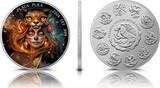 Mexiko 1 Libertad 2024 Preorder: 1 OZ Dia de los Muertos ocelotl warrior - october available BU coloured
