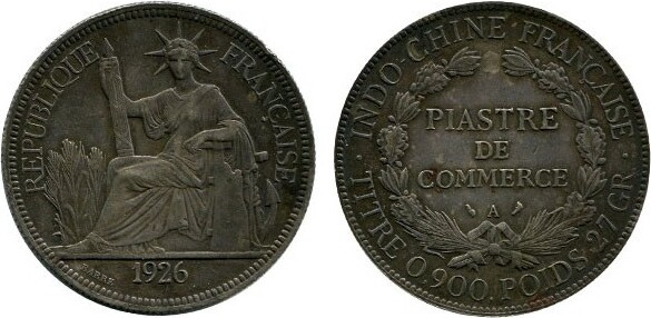 1926 1 Piastre Indochine Argent VF+ | MA-Shops