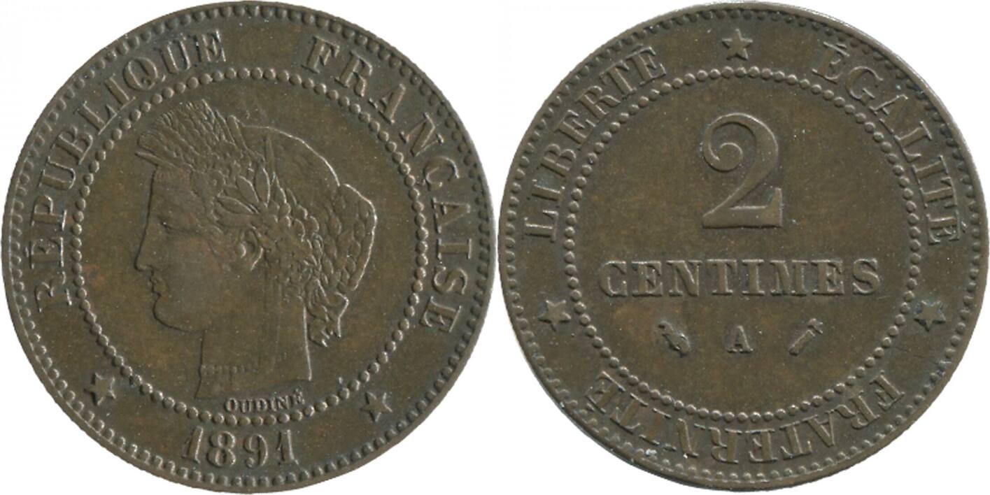 Тип 8.2 1891. 2 Centimes 1852