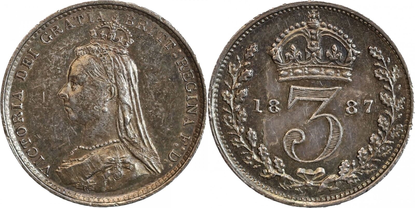 1887 3 Pence Victoria - Grande Bretagne Argent EF | MA-Shops