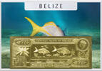 Belize 75 Dollars Yellow Tail Snapper (gold) in plastic envelope with certificate -