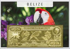 Belize 20 Dollars Scarlet Macaw (gold) in plastic envelope with certificate -