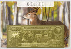 Belize 25 Dollars White Tail Deer (gold) in plastic envelope with certificate -