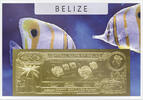Belize 50 Dollars Foureye Butterflyfish (gold) in plastic envelope with certificate -