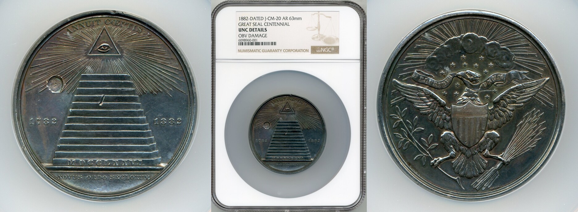 USA Medal 1882 United States Great Seal Centennial Silver NGC UNC