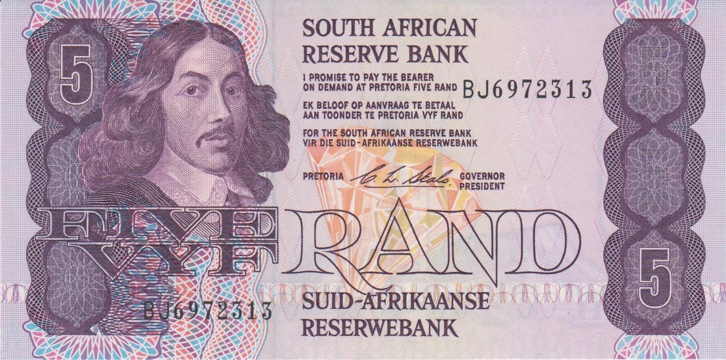 SOUTH AFRICA 5 Rand 1990-1994 P-119e UNC Uncirculated 