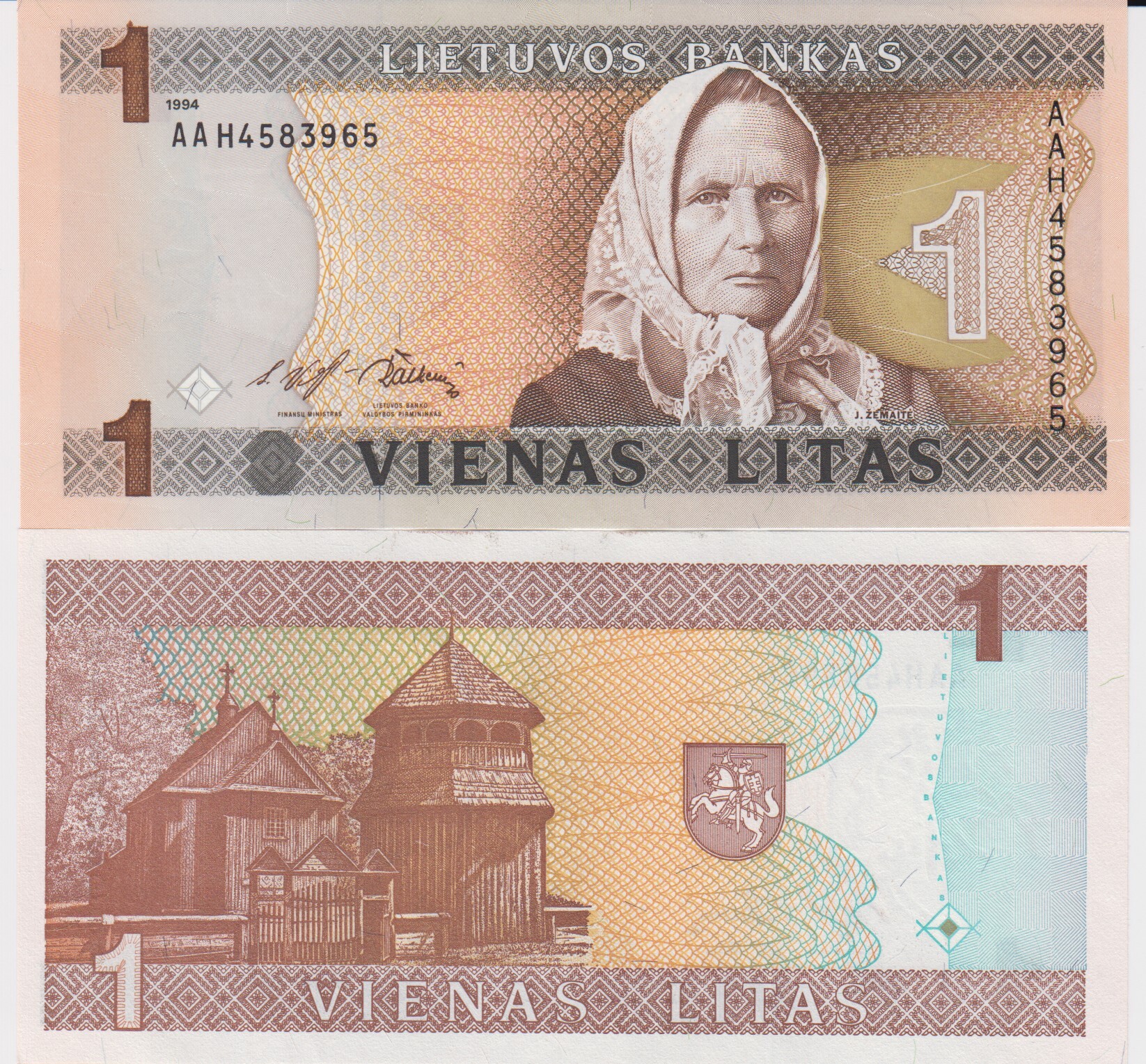 Lithuania 1 Litas 1994 P-53 Banknotes UNC 