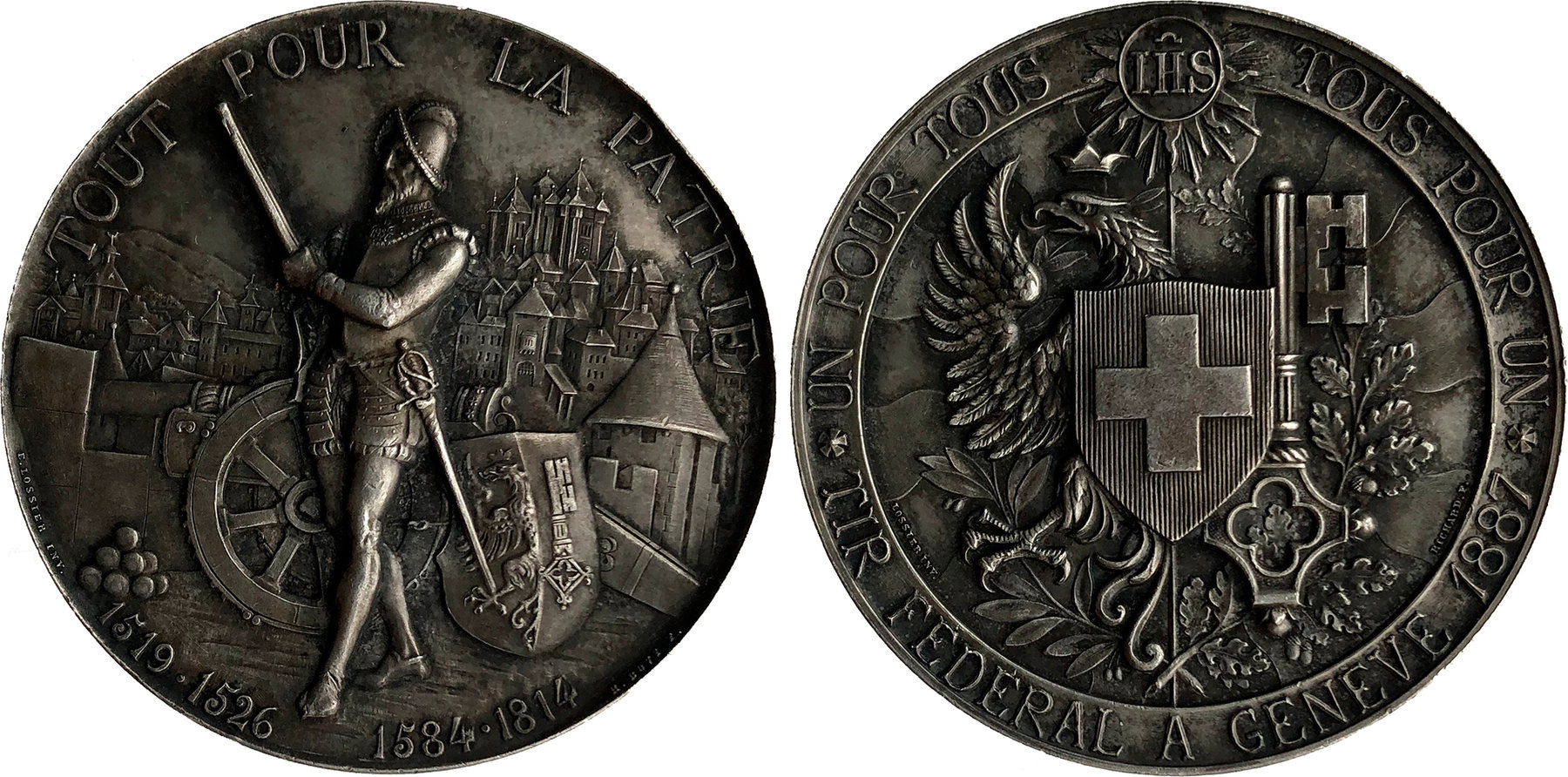 Médaille De Tir - Société Mixte De Rouen (1878-1907) - Participant - Original