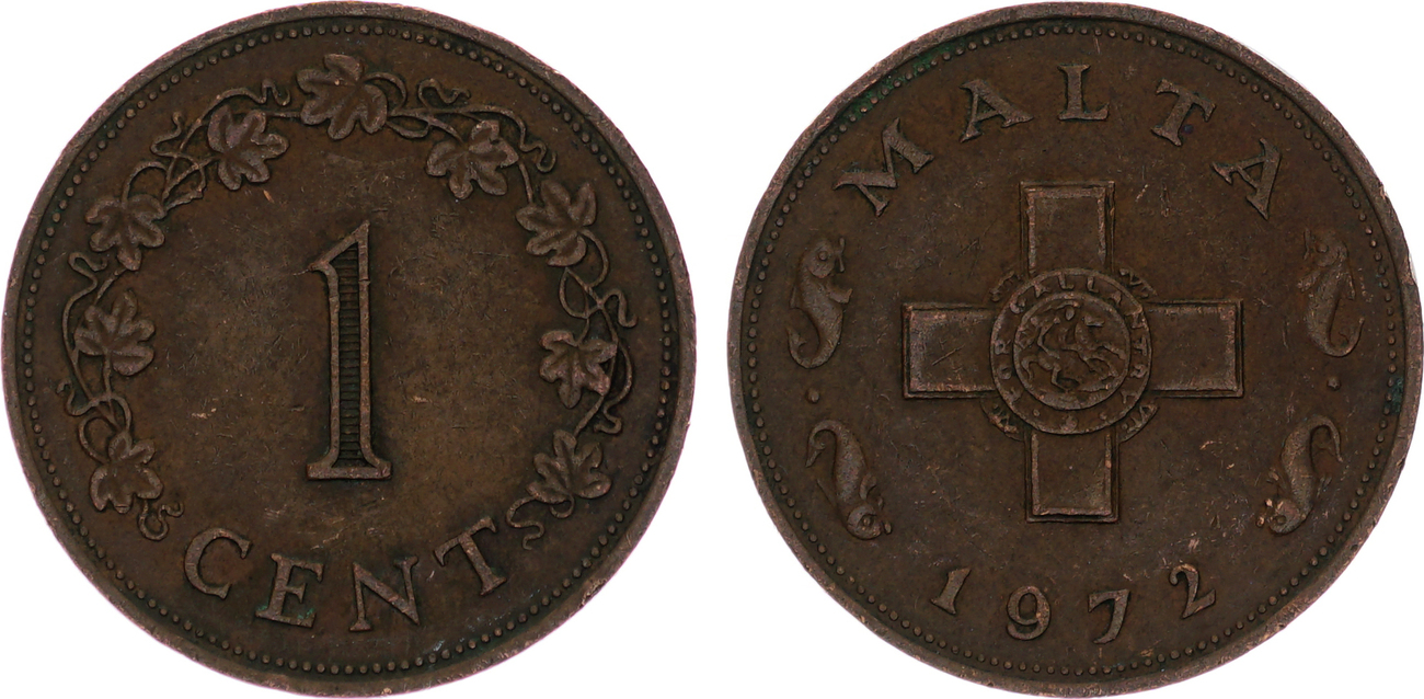 10 Centesimi 1852. 1 Cent 1972.