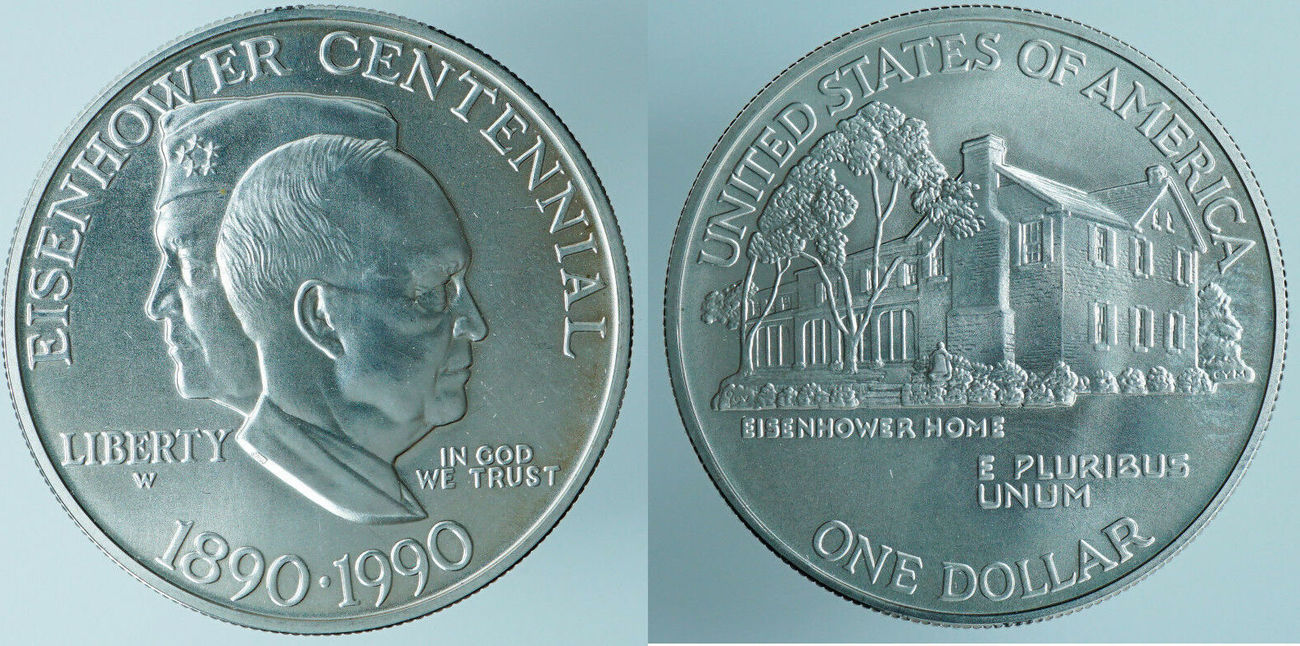 1 One Dollar 1990 W West Point Dwight 1990 W Usa Amerika Usa 1 One Dollar 1990 W West Point Dwight David Eisenhower Unc Unc