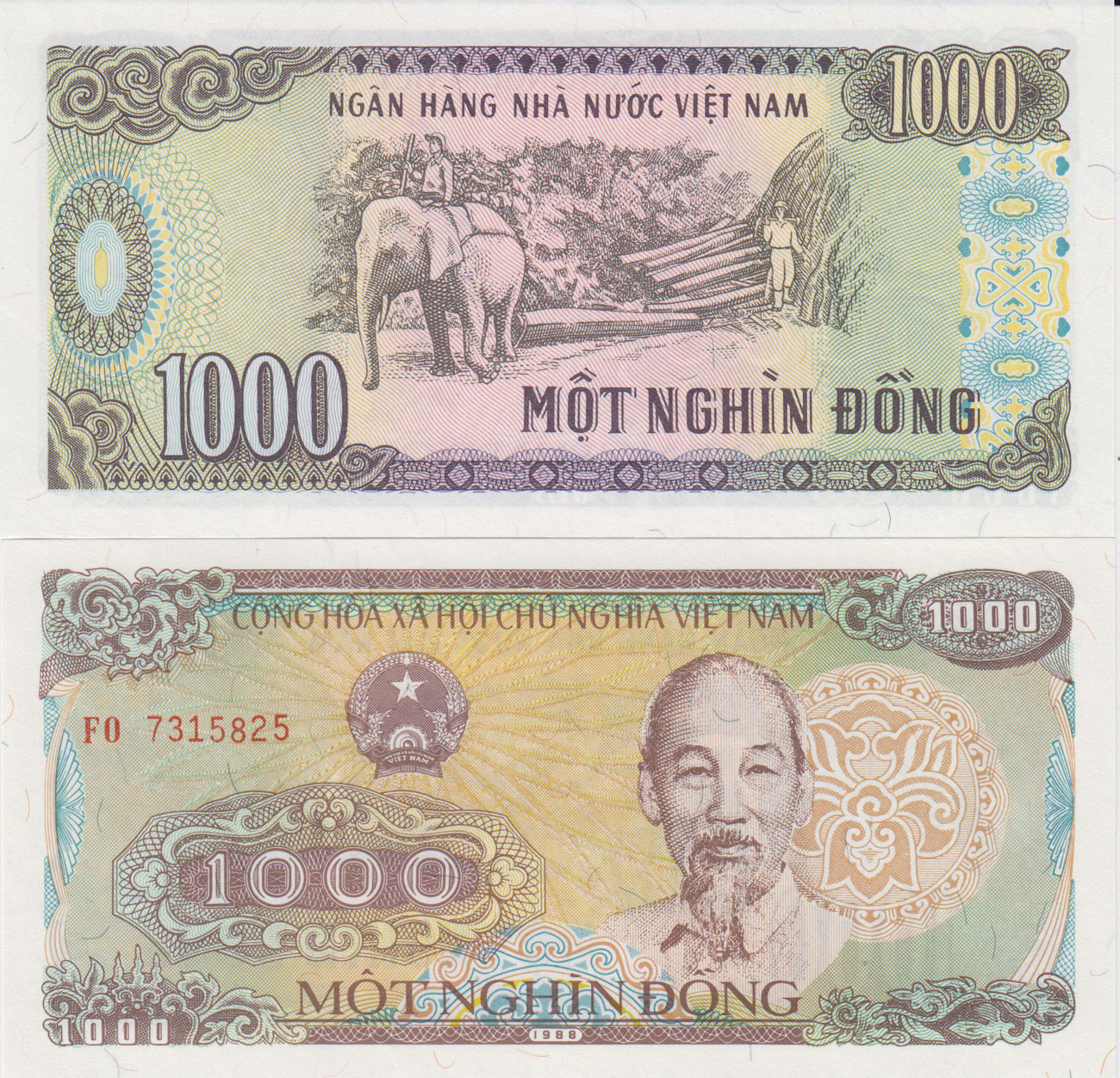 Vietnam 1000 Dong 1988 H.C. Minh Pick#106b UNC | MA-Shops