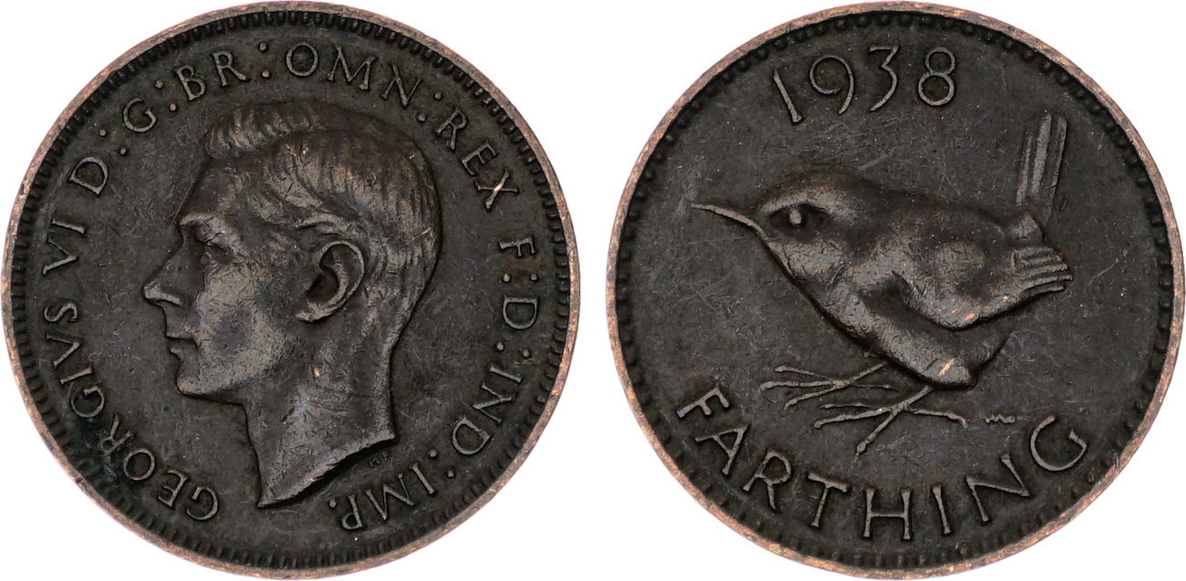 Великобритания 1938. Великобритания 1 фартинг 1938. George vi 1 Farthing. George vi Farthing. Britain 1:1.