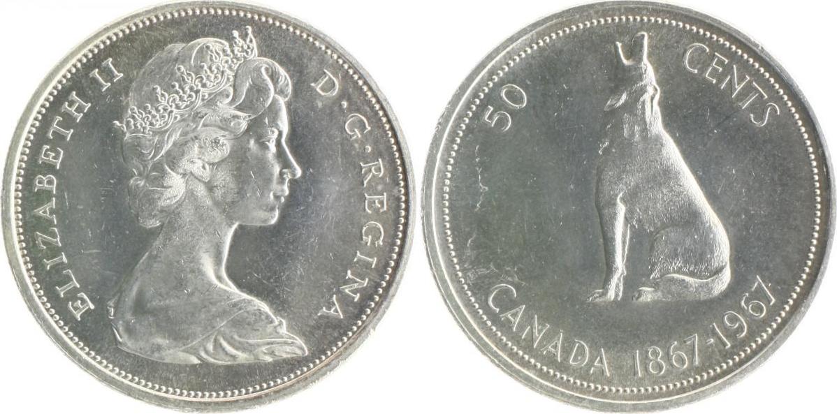 50 Cents 1941 Kanada 100 Jahre Kanadische Konfoderation Heulender Wolf Aef Kl Kr Ma Shops