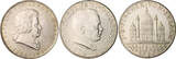 Österreich Lot von 5 x 2 Schilling: 1928 Schubert, 1930 Minnesänger, 1931 Mozart, 1934 Dollfuss und 1937 Karlskirche meist EF und besser