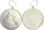 Tierdarstellung Versilberte Bronzemedaille Prämienmedaille mit Pferdekopf -