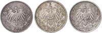 Kaiserreich Kleinmünzen Lot von 3 x 1/2 Mark -