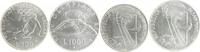 San Marino Lot von 2 Stücken: 500 u. 1000 Lire Olympische Spiele 1988 in Calgary u. Seoul - Skiabfahrt u. Schwimmen -